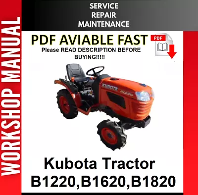 Kubota B1220 B1620 B1820 Factory Service Repair Workshop Manual • $8.99