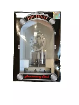 Elvis Presley Anniversary Clock Porcelain Base Guitare Rotate Glass Dome  • $10