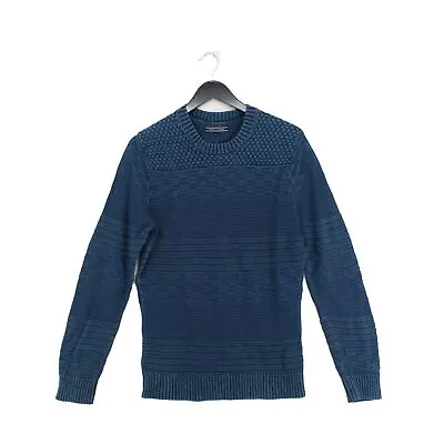 Tommy Hilfiger Men's Jumper S Blue Linen With Cotton Round Neck Pullover • £14.60