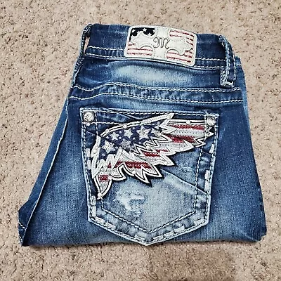  Miss Me Womens Jeans Mid Rise Easy Crop Denim Size 26 American Flag Patriotic  • $39.99