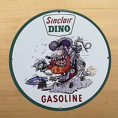 Vintage Sinclair Porcelain Sign Gasoline Oil Service Station Pump Plate Rat Fink • $118.97