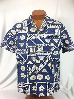 Ui-Maikai * 60's MINT! Vintage Blue Hawaiian Hibiscus Shirt L* USA!!! • $79.99