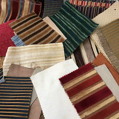 Fabric Scraps From Upholstery Sample Books Striped Styles Manmade Fibres • £8