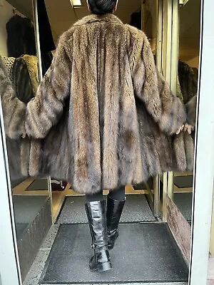 Fur Coat Fisher   Liska   Fur Real Fisher Marten Coat Pelliccia Rare M XL • $1371.53