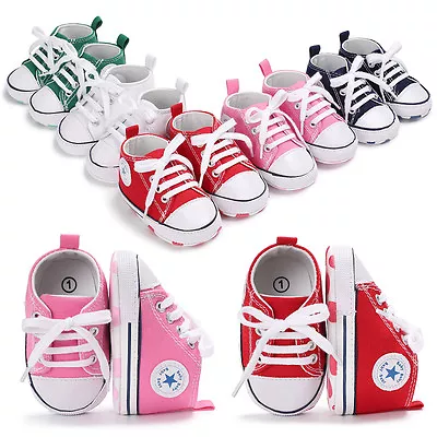 Boy Girl Baby Newborn Pram Shoes Infant Sneakers Toddler PreWalker Trainers 0-18 • £3.99