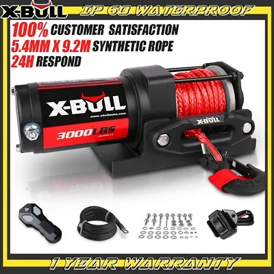 X-BULL 3000LB Electric Winch 12V Synthetic Rope Remote Trailer ATV UTV Boat Quad • $139.90