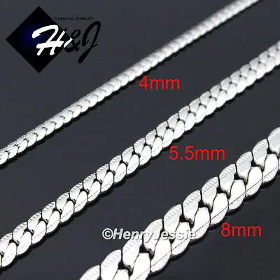 18-40 MEN Stainless Steel 4/6/8mm Silver Diamond Cut Miami Curb Chain Necklace • $12.99