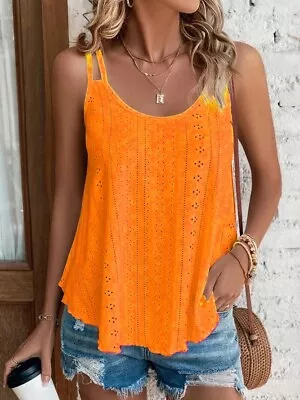 Women Strappy Camisole T Shirt Ladies Blouse Tops Sleeveless Tank Vest Plus Size • £4.79