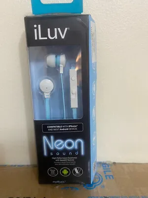 ILuv In-ear Neon Earphone 3.5mm With In-Line Mic Blue For Tablets & Phones • £4.45