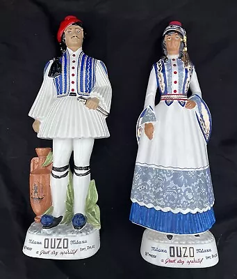 Metaxa Coronetti Vintage Ceramic Ouzo Decanters 18” Male + Female EUC • $125