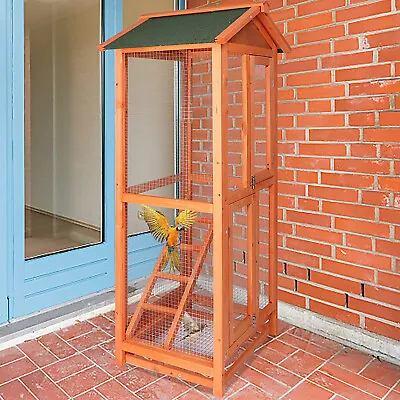 Wooden Parrot Cage Large Bird House Outdoor Aviary Parakeet Cockatiel Macaw Play • $156.99