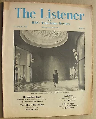 1963 THE LISTENER July 4 Karl Marx Peter Warlock John F Kennedy Nicolas De Stael • £12