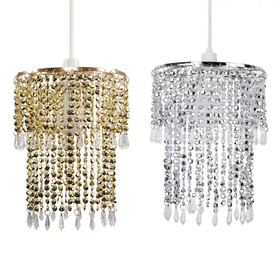 Ceiling Light Shade Pendant Lampshade Jewel Crystal Effect Easy Fit Chandelier • £11.99