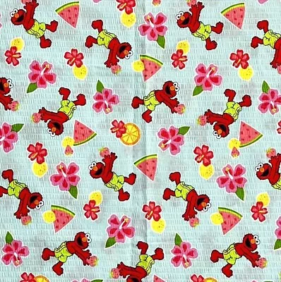 39  Sesame Street Elmo Tropical Floral Fruit Print Workshop Seersucker Fabric • $9.99