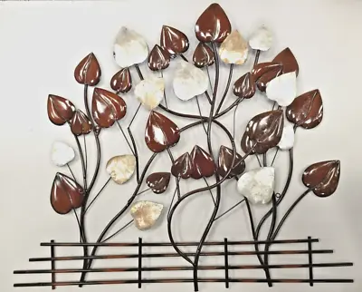 Camelia Tree With Fence Contemporary Metal Wall Art Decor Sculpture • £64.99