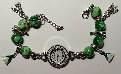Handmade ARIEL / LITTLE MERMAID Bracelet Watch With 6 Silver  And Enamel Charms • £11.99