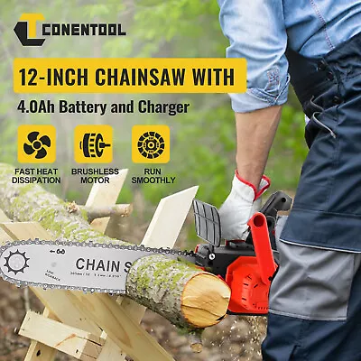 For Makita 21V Electric Chainsaw 12in Cordless Brushless Wood Cutter+4Ah Battery • £36.99