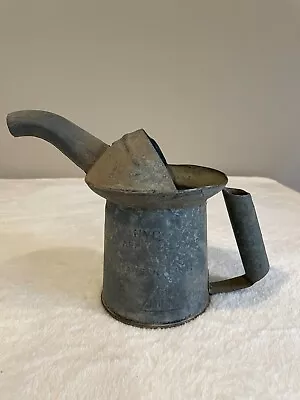 One Galvanized Metal Oil Can Pitcher- One Quarts - Rustic Vintage • $16