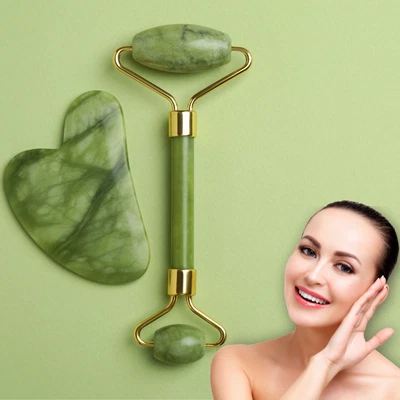 £4.99 • Buy Jade Roller Face Massager Gua Sha Facial Beauty Eye Neck Body Anti Ageing Tools