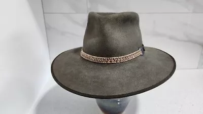 MENS  AKUBRA GREEN  Khaki TABLELANDS PURE FUR FELT HAT SZ 56CM • $129.99