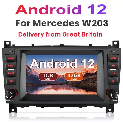 DAB+Android 12 Car Stereo Sat Nav SWC USB GPS Mercedes C/CLK/CLC Class W203 W209 • £134.99