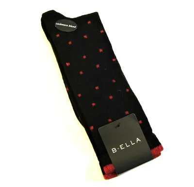 B. Ella Ladies Wool Cashmere Angora Blend Crew Socks Kitty Black Red NEW • $16