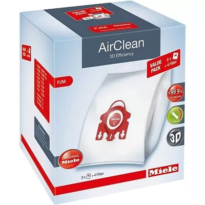 Miele XL-Pack AirClean 3D Efficiency 8 FJM Dustbags Plus 4 Filters • $44.99