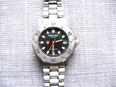 £30 • Buy Mans Swiss Army All Stainless Date. Screw-down Crown Swiss Ronda Movt. New Batt.