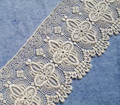 1 - 5 Yards 7.5'' Wide Vintage Cotton Crochet Trims Lace Off White M0107 • $6.99