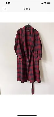 Vintage Pendleton Robe Men’s Wool Shadow Plaid Red Black 40s 50s Size S • $30