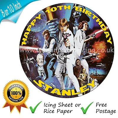 Classic Star Wars Cake Topper Edible Round Birthday Cake Personalised Decoration • £5.75