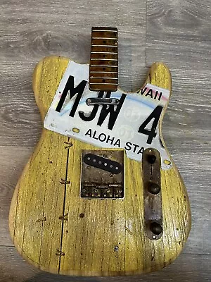 HAWAII MJW License Plate Telecaster PICKGUARD ONLY Handmade Relic Barncaster • $40