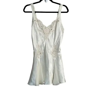 Victoria’s Secret Bridal Satin Chemise Negligee Ivory Sequins Beaded Small • $34.95