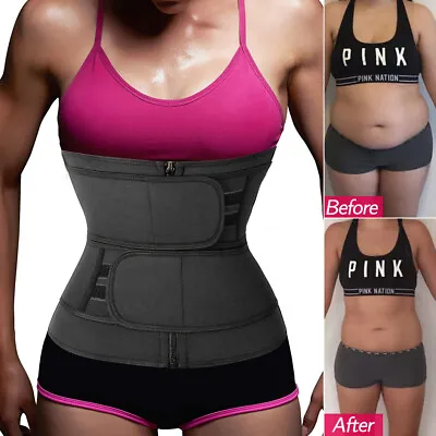 Lady Slimming Body Shaper Waist Trainer Cincher Tummy Control Girdle Corset Belt • £15.79