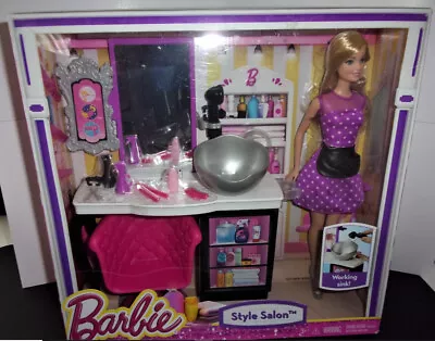 2014 Vintage Barbie Style Salon Doll Toy W/ Working Sink BRAND NEW • $45