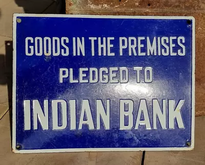 Vintage Old Antique Rare Indian Bank Adv. Embossed Porcelain Enamel Sign Board • $239.20