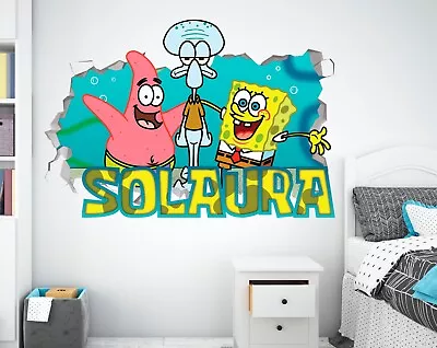 £25.98 • Buy SpongeBob & Patrick Custom Vinyl Stickers 3D Wall Decals Name Art MA2478