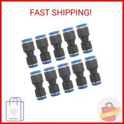 Zjxed 5/16  OD X 1/4  OD Pneumatic Quick Connector Push To Connect Fittings Stra • $11.99