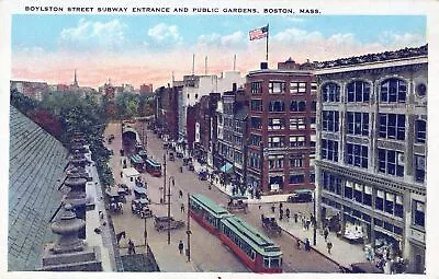 BOSTON MA - Boylston Street Subway Entrance And Public Gardens Postcard • $7.87