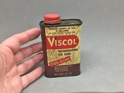 Viscol Waterproofing For Shoes Vintage Empty Tin Can Advertising Dallas Texas 4  • $9.79