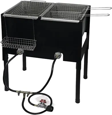 Free Standing Triple Deep Fryer-3 Basket Stainless Steel Propane Cooker-Fry Fish • $268.99