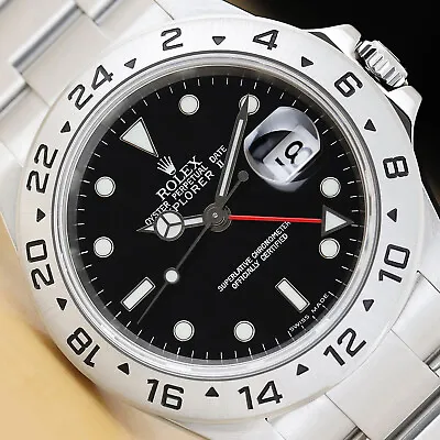 2003 Rolex Explorer Ii 40mm 16570t No Holes Black Dial Stainless Steel Gmt Watch • $6490