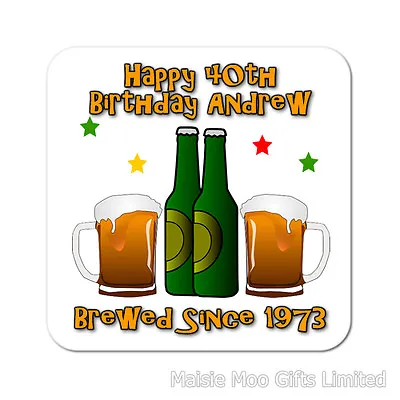 £4.99 • Buy Personalised Beer Bottle Happy Birthday Wooden Gift Coaster Mat Dad Grandad