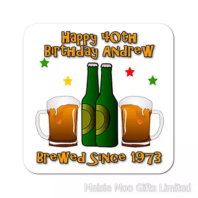 Personalised Beer Bottle Happy Birthday Wooden Gift Coaster Mat Dad Grandad • £3.99