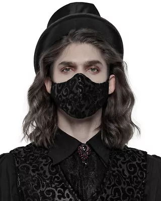 £9.99 • Buy Punk Rave Mens Gothic Steampunk Face Mask Mouthguard Black Jacquard Damask