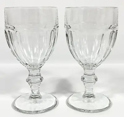 2 Vtg Libbey Gilbraltar Clear Wine Glass Goblets Duratuff 6 3/4  Glassware 12 Oz • $17.99