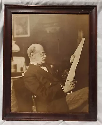 Antique John Wanamaker Photography Business Man W/Cigar And Newspaper 15x19 OOAK • $50