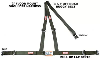 2  Latch & Link Y Racing Harness 3 Point Seat Belt Military Green Racerdirect • $55.95