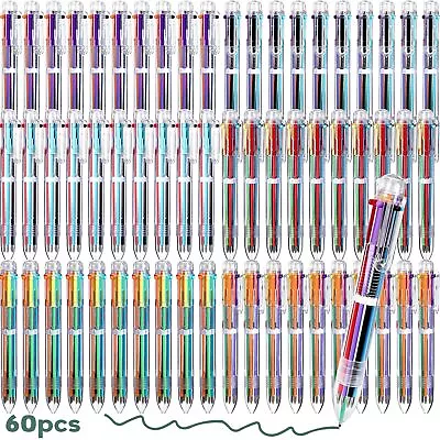 60 Pack Multicolor Ballpoint Pen 6 Colors In One 0.5mmFun Pens Bulk For Kids... • $27.32