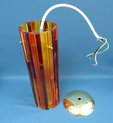 Vintage 1960’s MCM Moe Fiesta Yellow Orange Red Acrylic Pendent Hanging Light Fi • $345